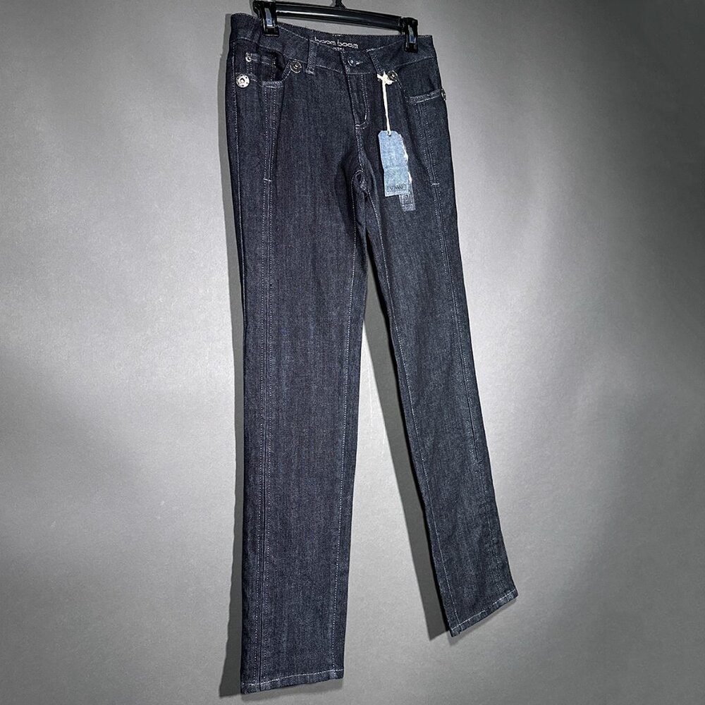 Boom Boom Jeans Dark Wash Denim With Silver Threads Juniors Size 7 - Picture 1 of 15